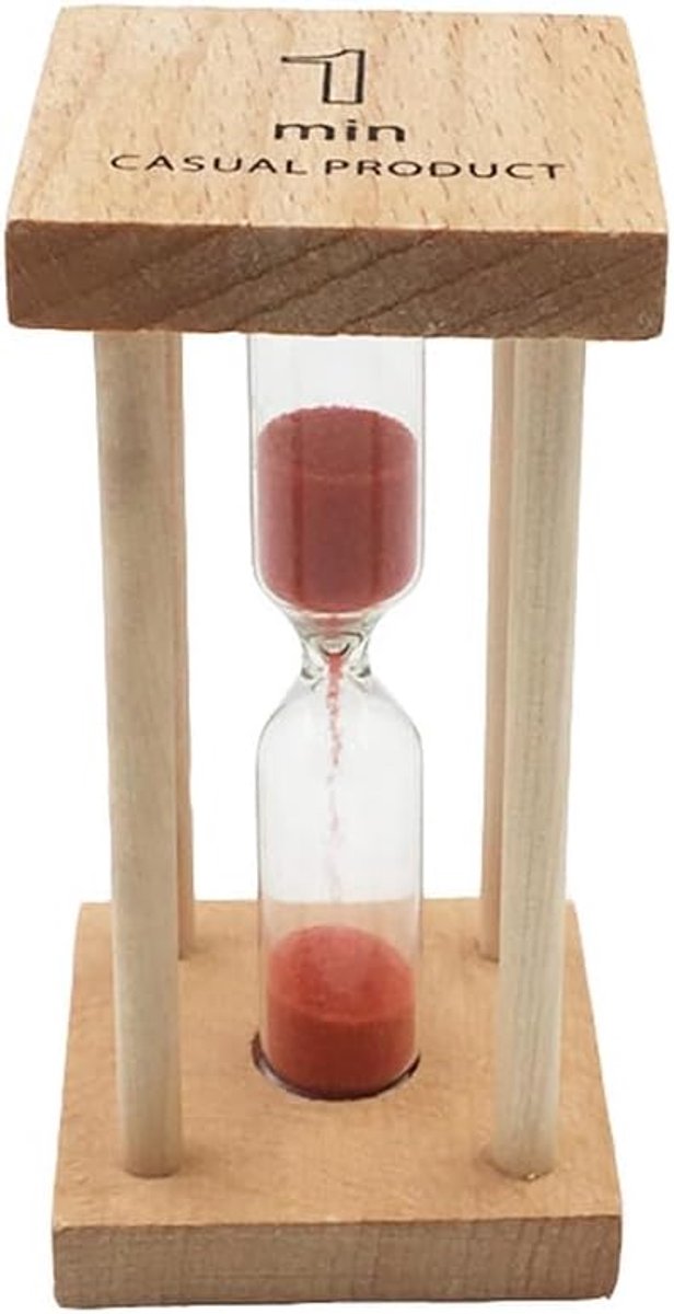 SnelShoppen - Zandloper Timer 1 Minuut, Rode Zandloper voor Koken, Spelen, Tijdbeheer, Decoratieve Zandloper voor Bureau, Woonkamer, Slaapkamer, Kanto