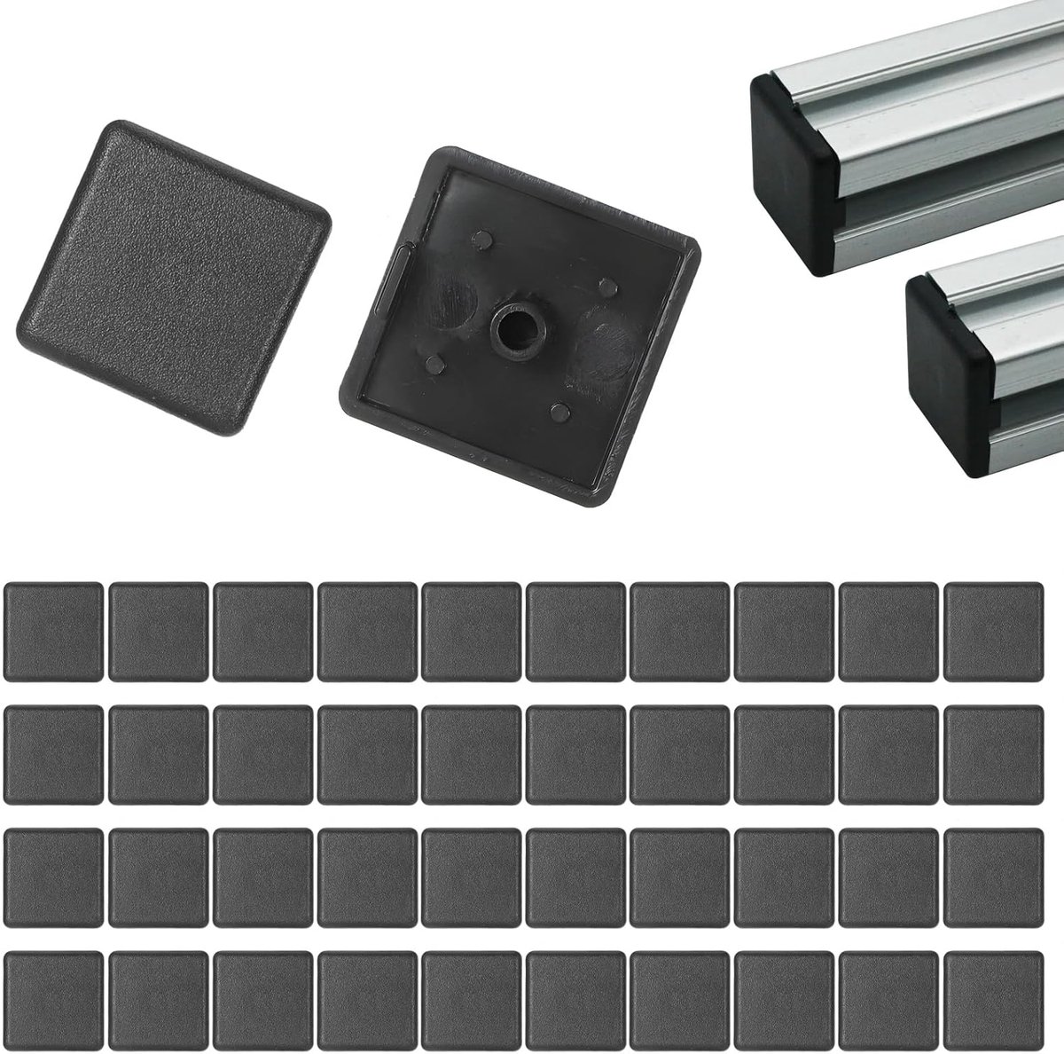 SnelShoppen - 40 stuks eindkappen aluminium profiel 20 x 20, accessoires voor aluminium profielen, effectieve bescherming tegen stof en vuil
