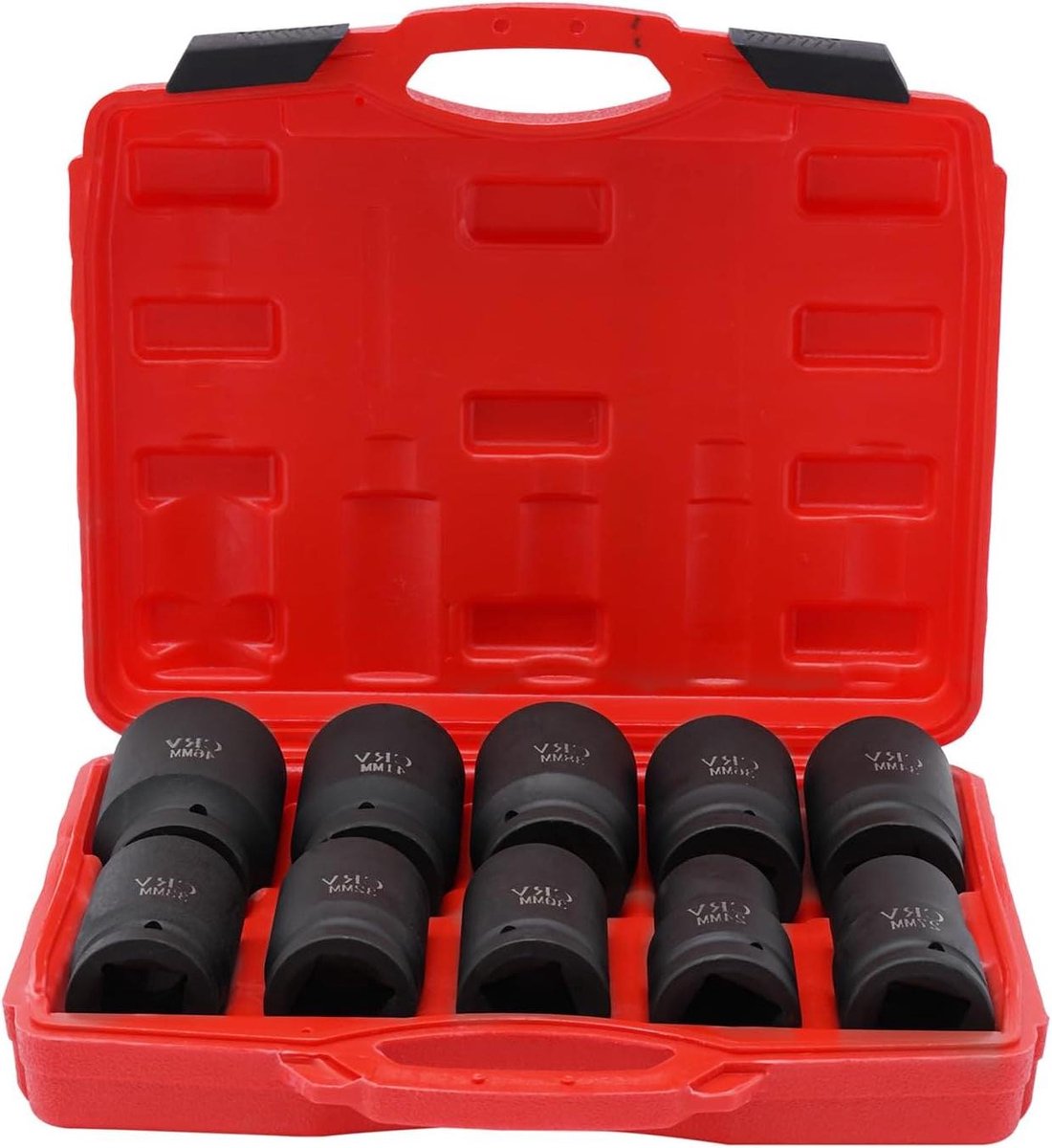 Meertand Moerdoppen Set - Slagmoerdoppen Dopsleutel - Auto Reparatie - 45-Staal Constructie - 10-delig 24-46 mm - Zwart