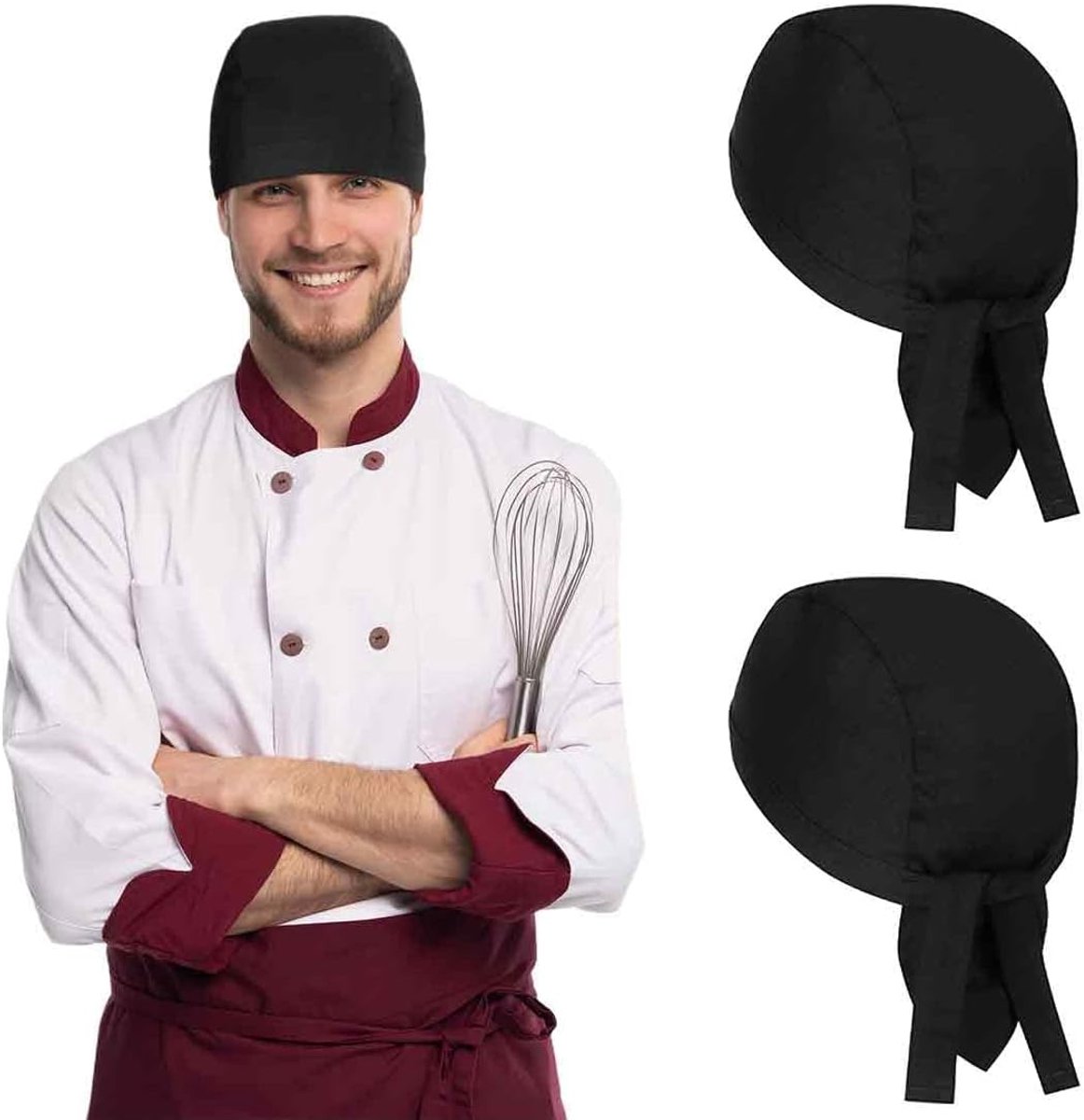Set of 2 Adjustable Poly Cotton Chef Hats, Ideal for Restaurants, Kitchens, Bakeries, Cafes, Hotels and Supermarkets - ShopVlot