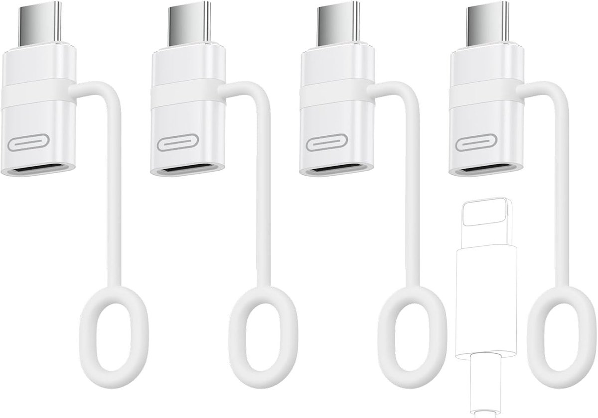 SnelShoppen - 60W Lightning naar USB C Adapter voor iPhone 17 16 15, 4 Pack - Compatibel met iPad Pro/Air, Galaxy S26 S25 S24, Ideaal voor Thuis en Op