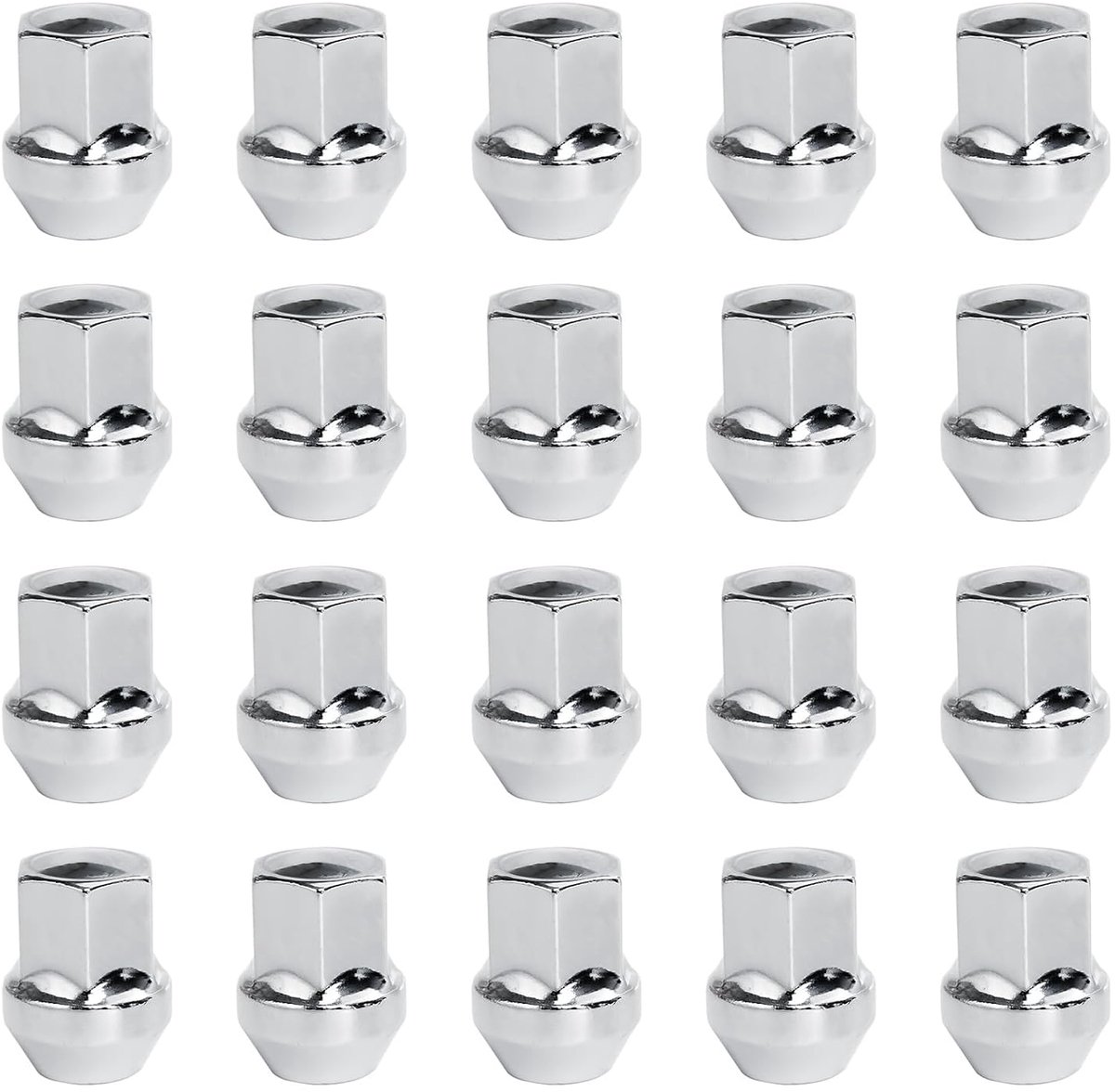 SnelShoppen - M14x1.5 60° Conische Gesloten Wielmoeren SW 19mm voor Chrysler, Ford Galaxy, S-Max, Land Rover, Opel (Zilver) - Set van 20 Stuks