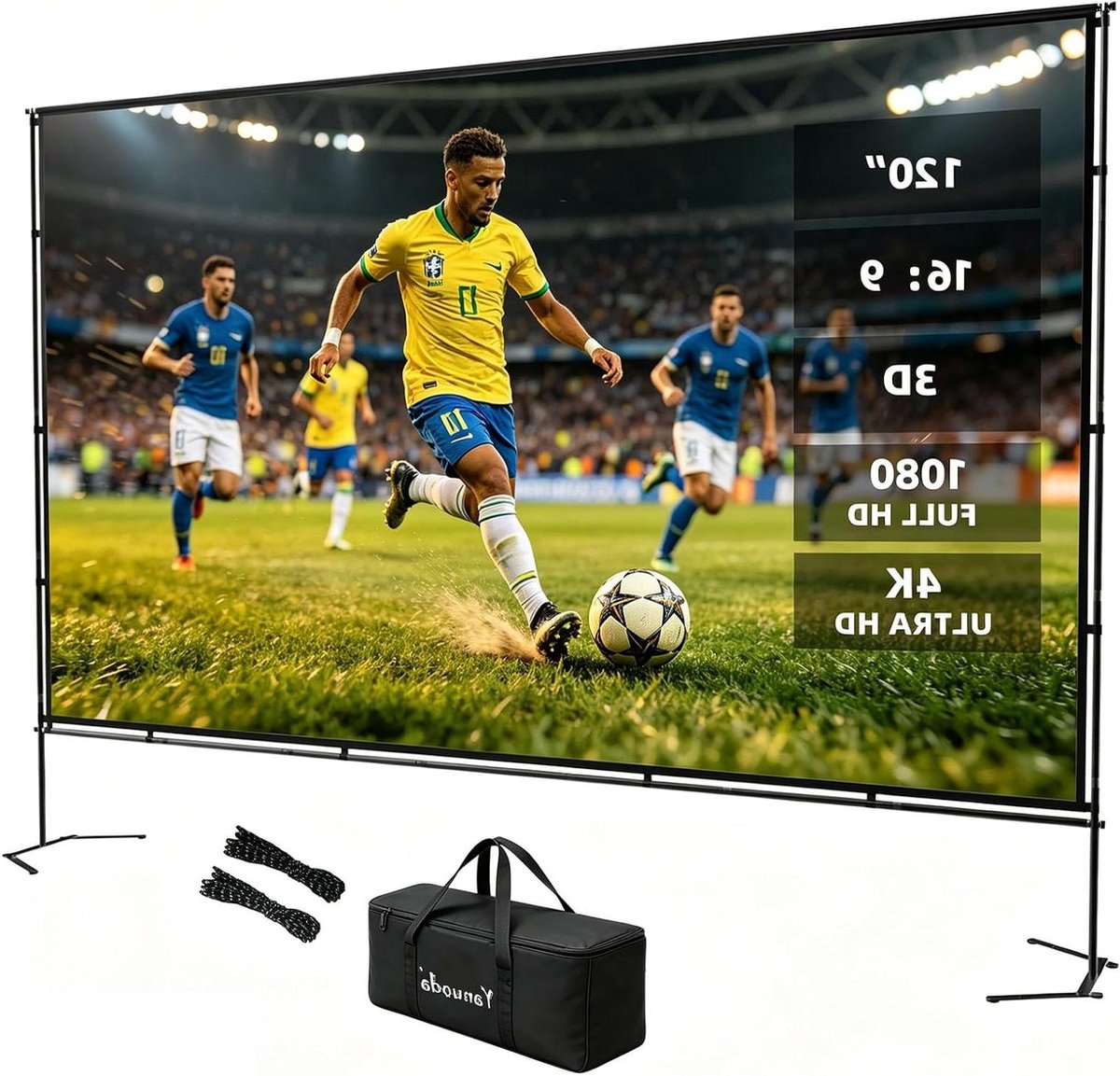 Projectiescherm met Standaard - Draagbaar Scherm - Filmavond Thuis - Kreukvrij Beeld - 120 inch - Wit