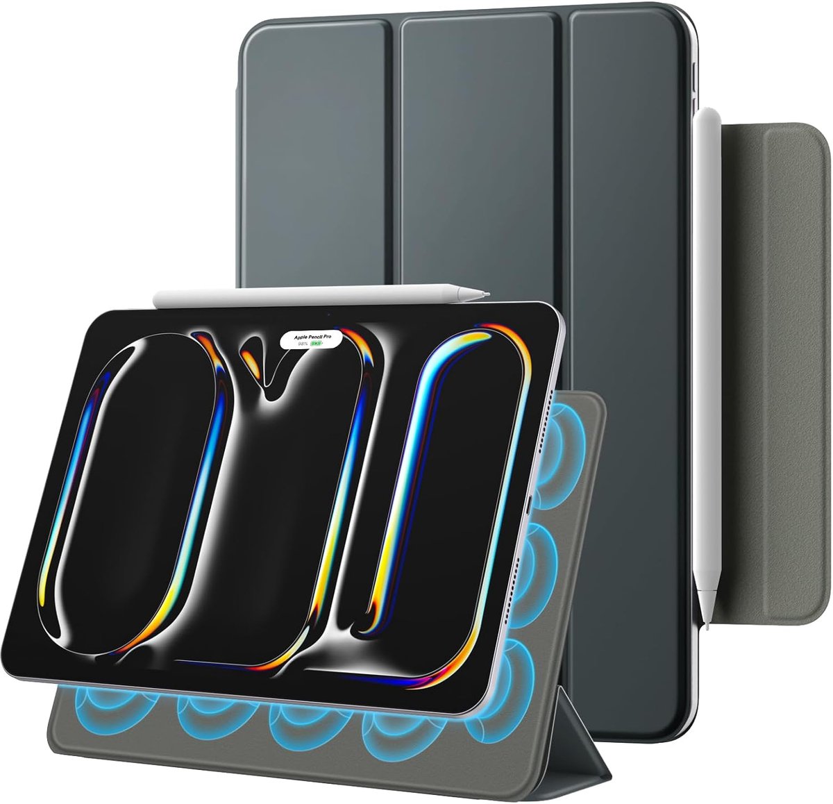 SnelShoppen - TiMOVO Magnetische Hoes voor iPad Pro 11 inch M5/M4 (6e/5e Gen), Slimme Folio, Magnetische Drievoudige Vouw Beschermhoes met Stand, Auto