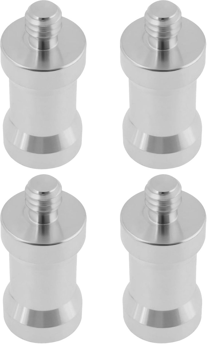 SnelShoppen - 4 Stuks 1/4 Inch Vrouwelijke naar 1/4 Inch Mannelijke Converter Schroefadapter Spigot Aluminium voor Studio Lampstatief Hotshoe Coldshoe