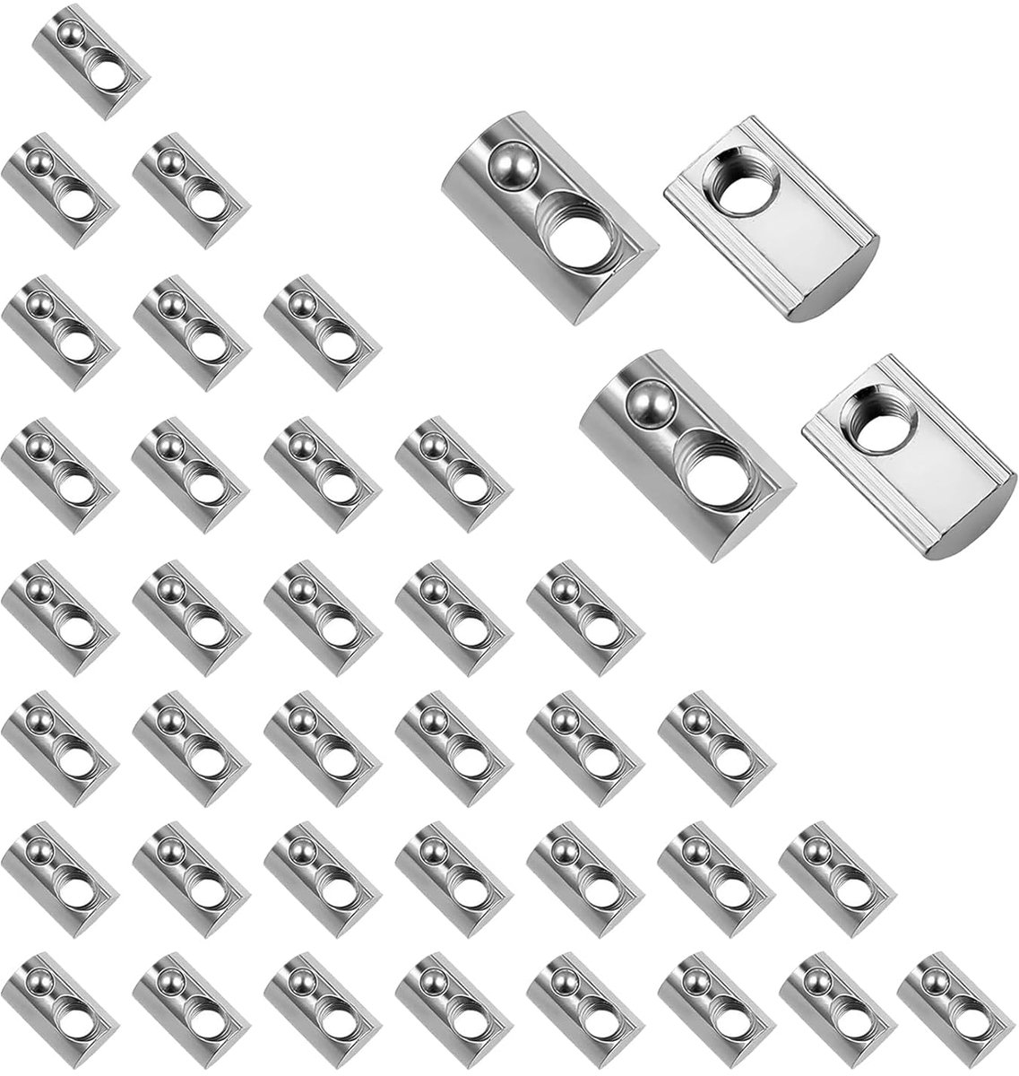 M8 T-groefmoeren 40 stuks - Carbon staal - Spring ball ontwerp - Geschikt voor aluminium profielen - ShopVlot