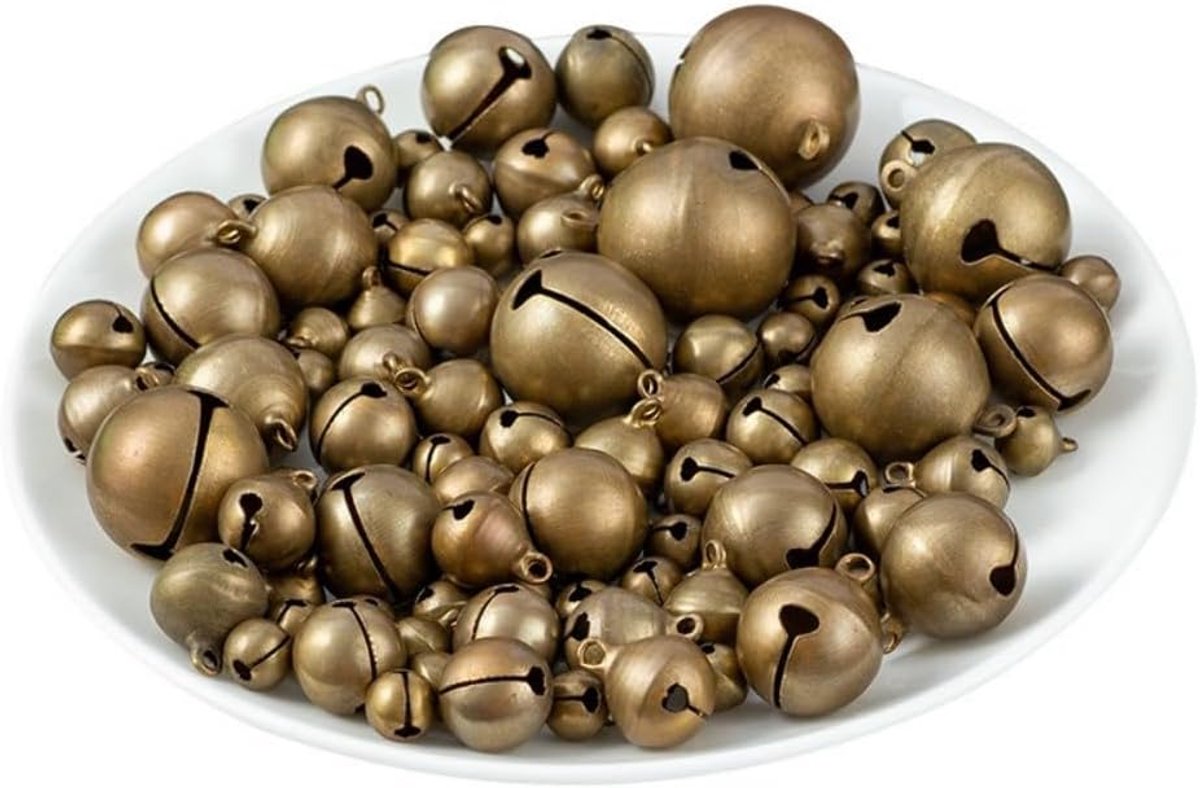 SnelShoppen - Set van 30 Bronzen Klokken, Vintage Metalen Klokken, Ambacht Klokken, Kerst Klok Hangers voor Doe-Het-Zelf Ambachten, Kerstdecoraties, S