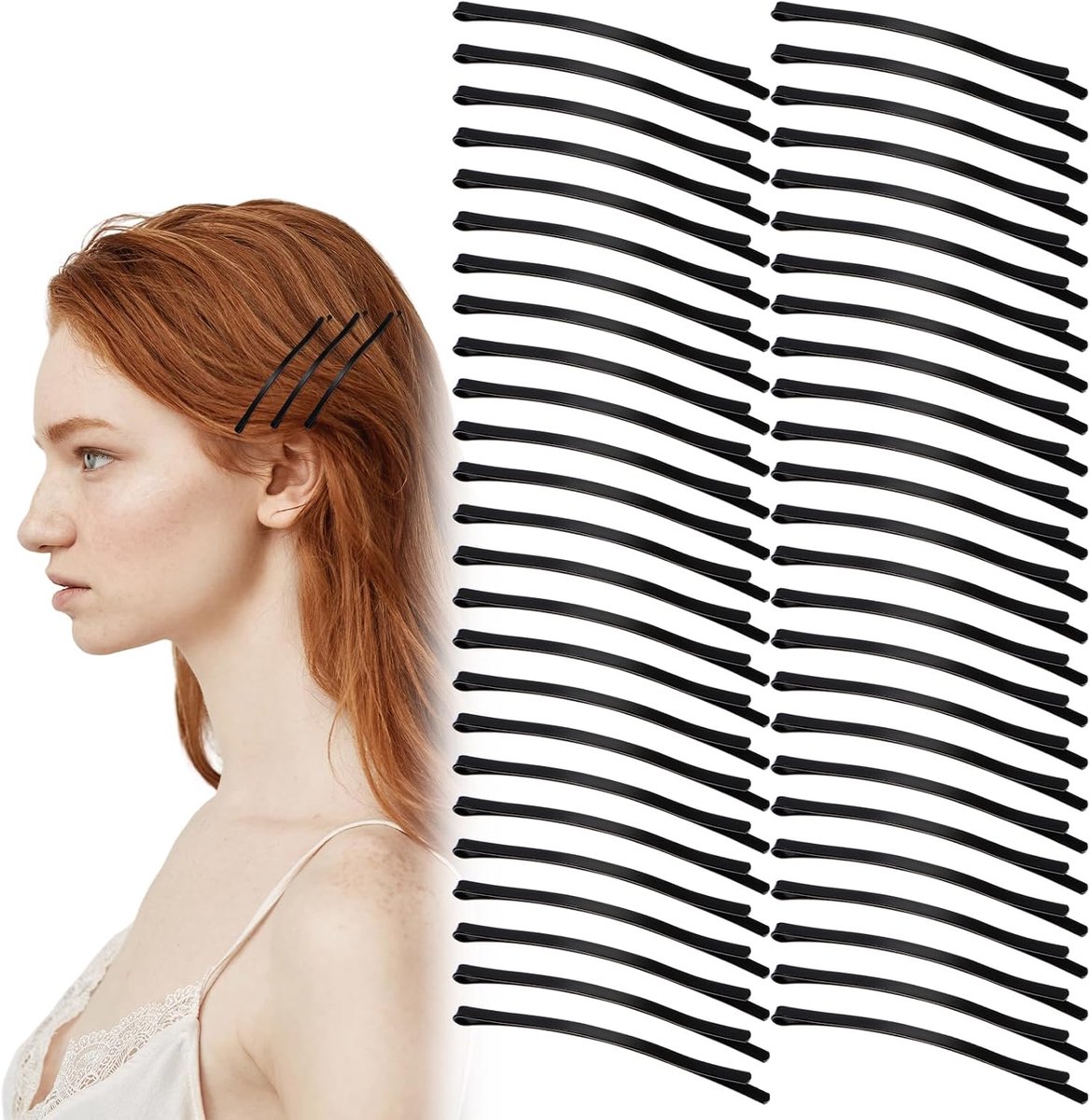 SnelShoppen - 50 Stuks Zwarte Jumbo Haarspelden, 8.5 x 0.5cm Metalen Haaraccessoires voor Vrouwen, Ideaal voor Lang en Dik Haar, Anti-slip Haarspeld v