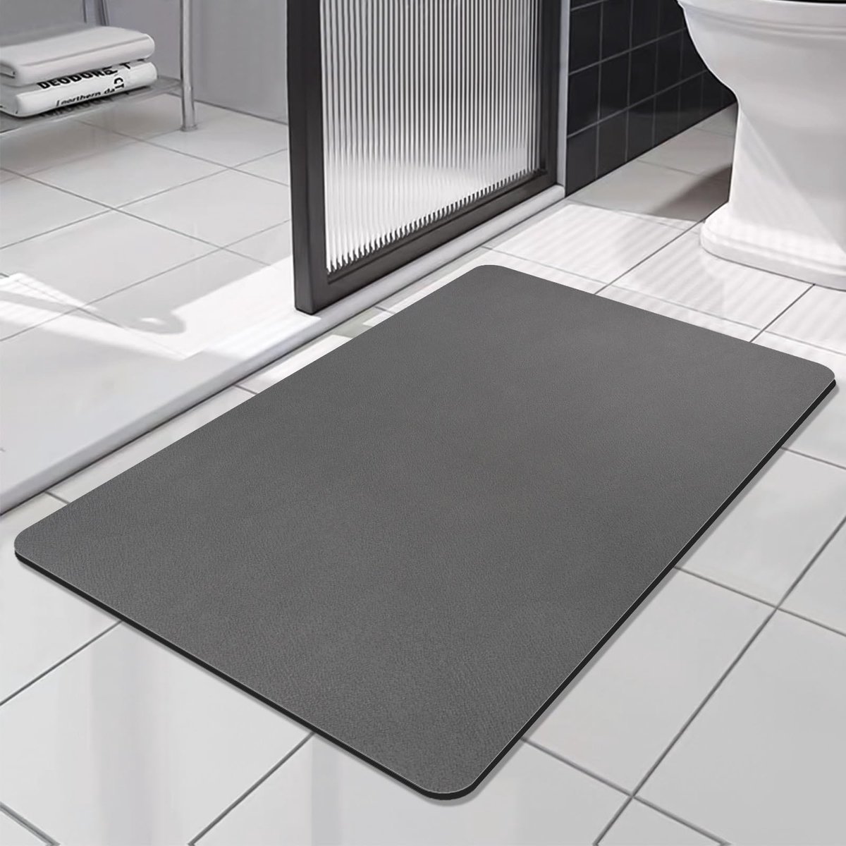 SOLIC Super Absorberende badmat antislip anti schimmel sneldrogende badkamer mat keuken deurmat (donkergrijs, 60 x 90 - ShopVlot
