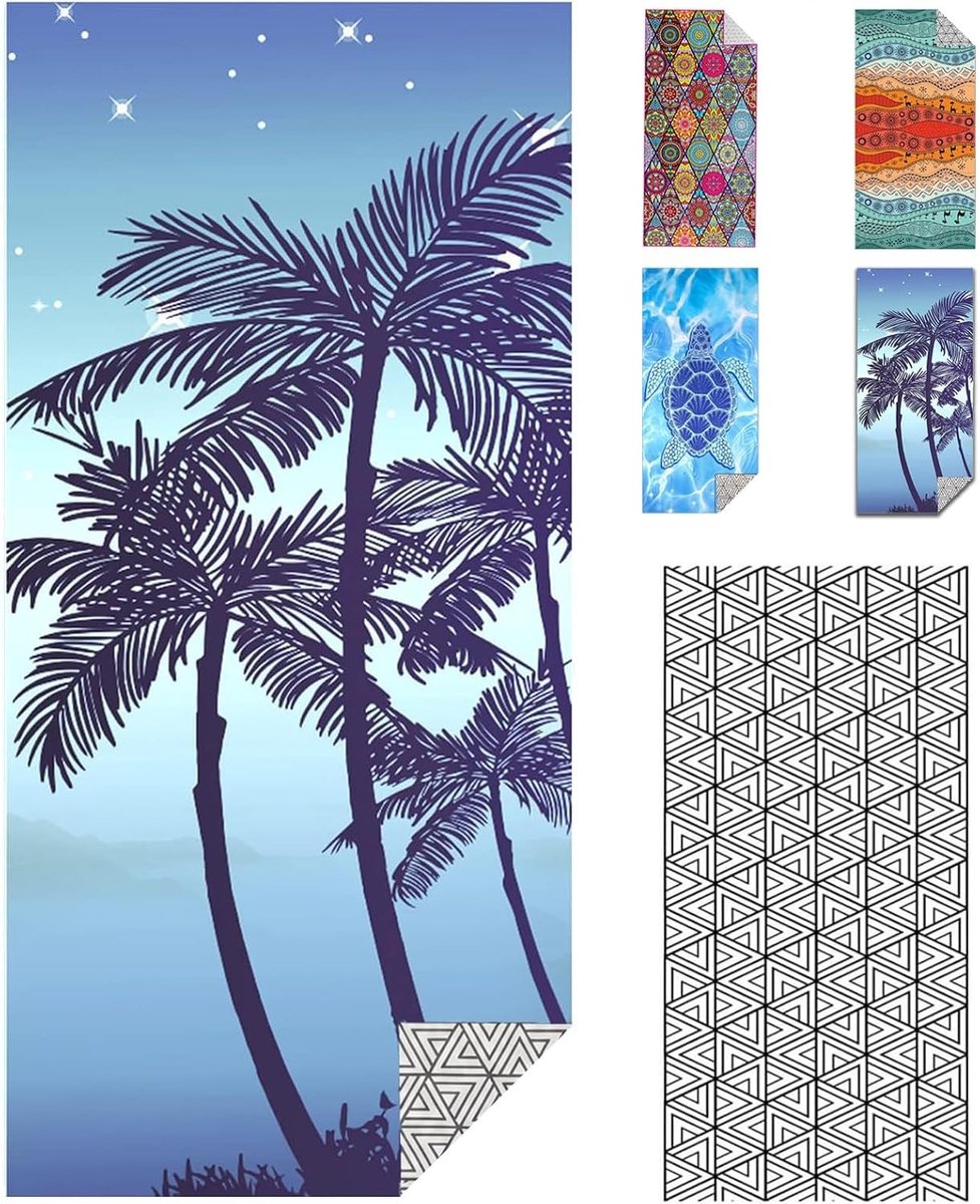 Strandlaken - Kokospalm - 180 x 90 cm - Sneldrogende Microvezel - Voor Strand en Zwembad