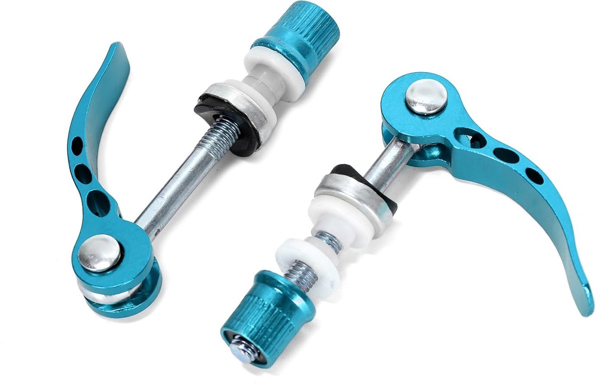 2 Stuks Zadelbuis Klem Schroef voor Fiets, Blauwe Snelsluiter M6 x 70 mm
