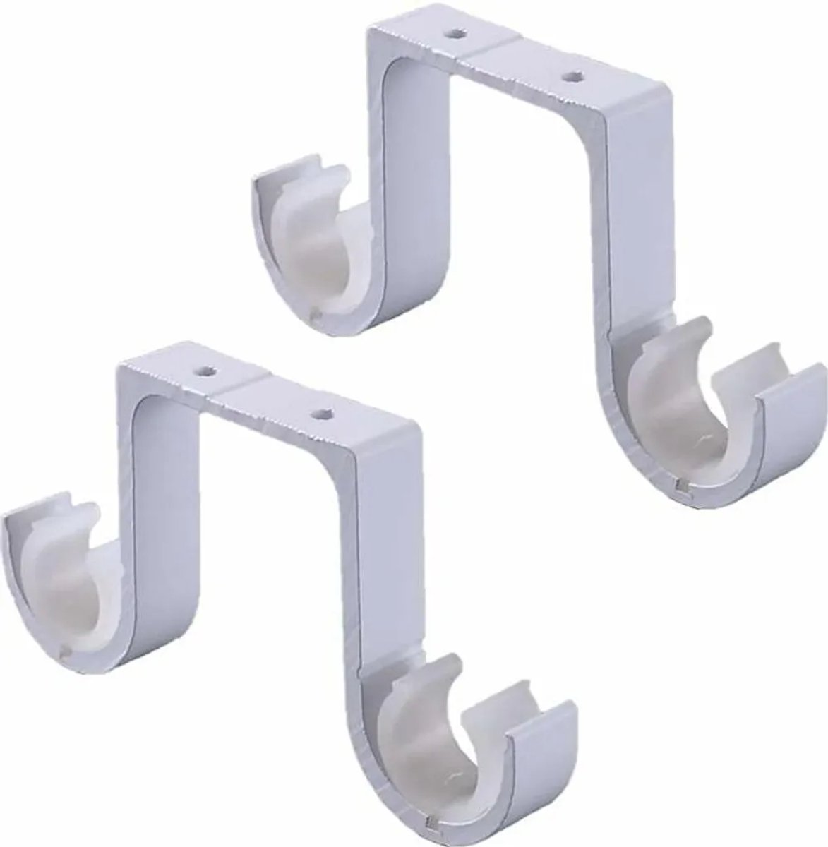 Plafondbeugels, witte beugels, dubbellaagse gordijnroedebeugels, gordijnroedebeugels van aluminiumlegering