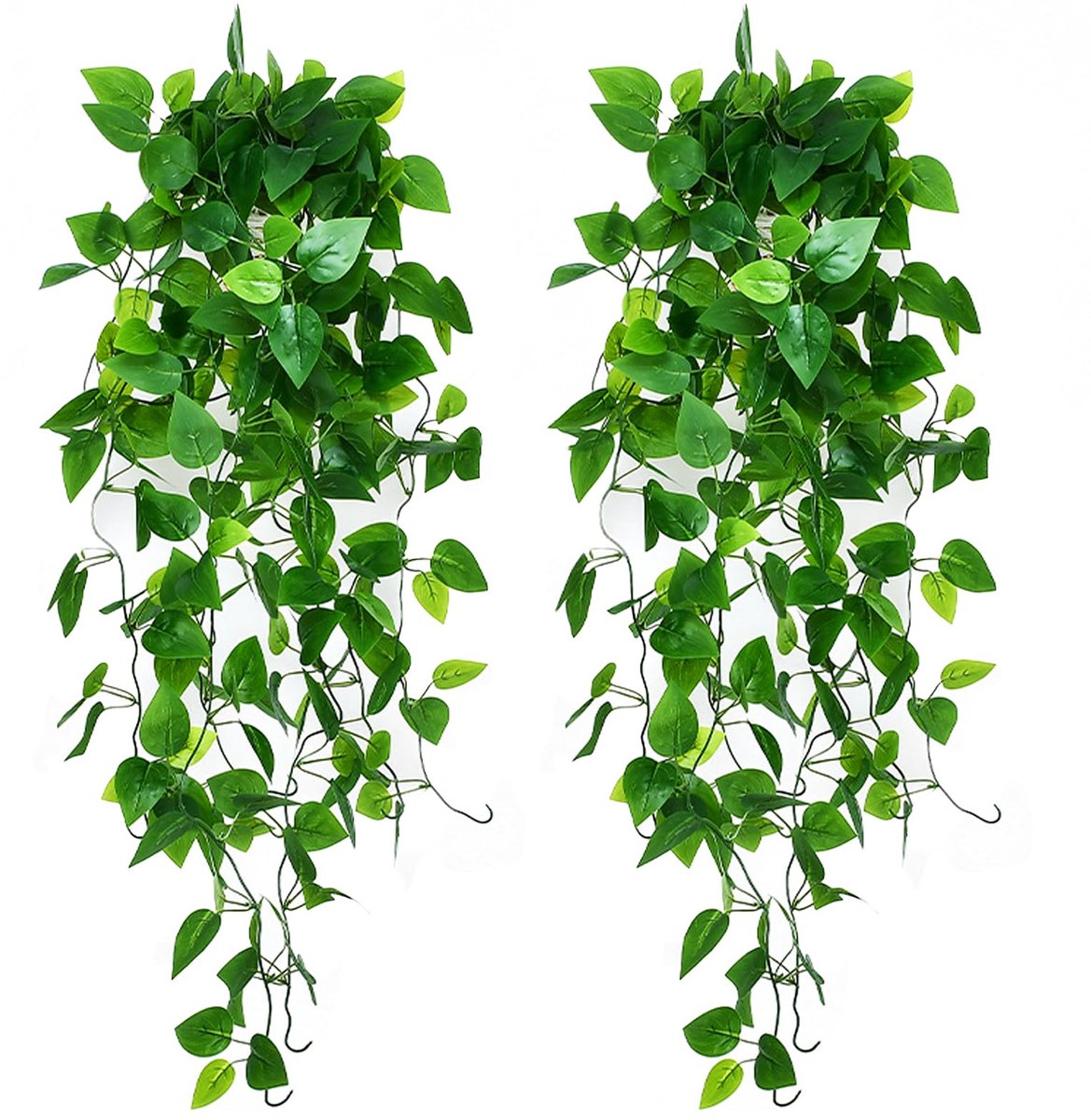 Famanu 100 cm kunstplanten, 95% realistische klimop, set van 2 stuks Groen
