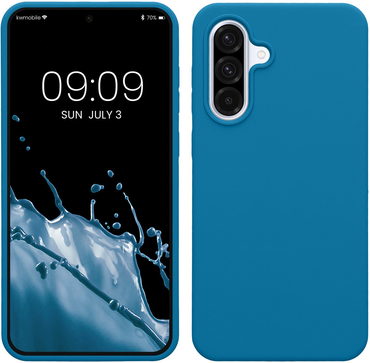 kwmobile telefoonhoesje geschikt voor Samsung Galaxy A36 5G - Hoesje met siliconen coating - Smartphone case in Caribisch blauw