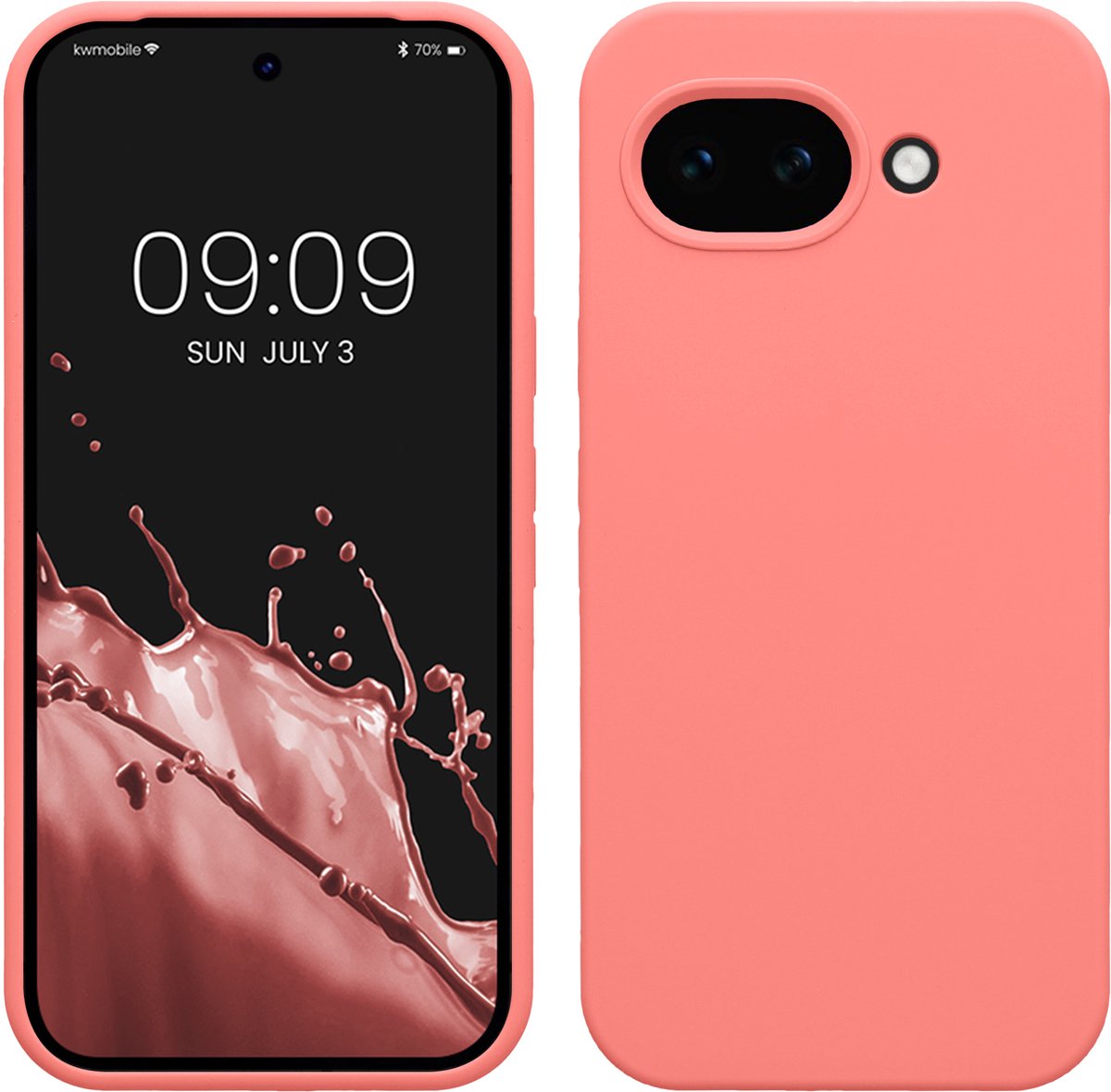 kwmobile telefoonhoesje geschikt voor Google Pixel 10a - Hoesje met siliconen coating - Smartphone case in Pastelkleurig koraal