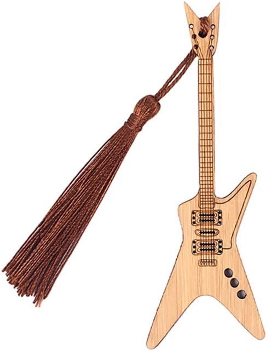 Stijlvolle Bamboe Gitaar Boekenlegger met Kwastjes voor Creatieve DIY Projecten en Cadeaus