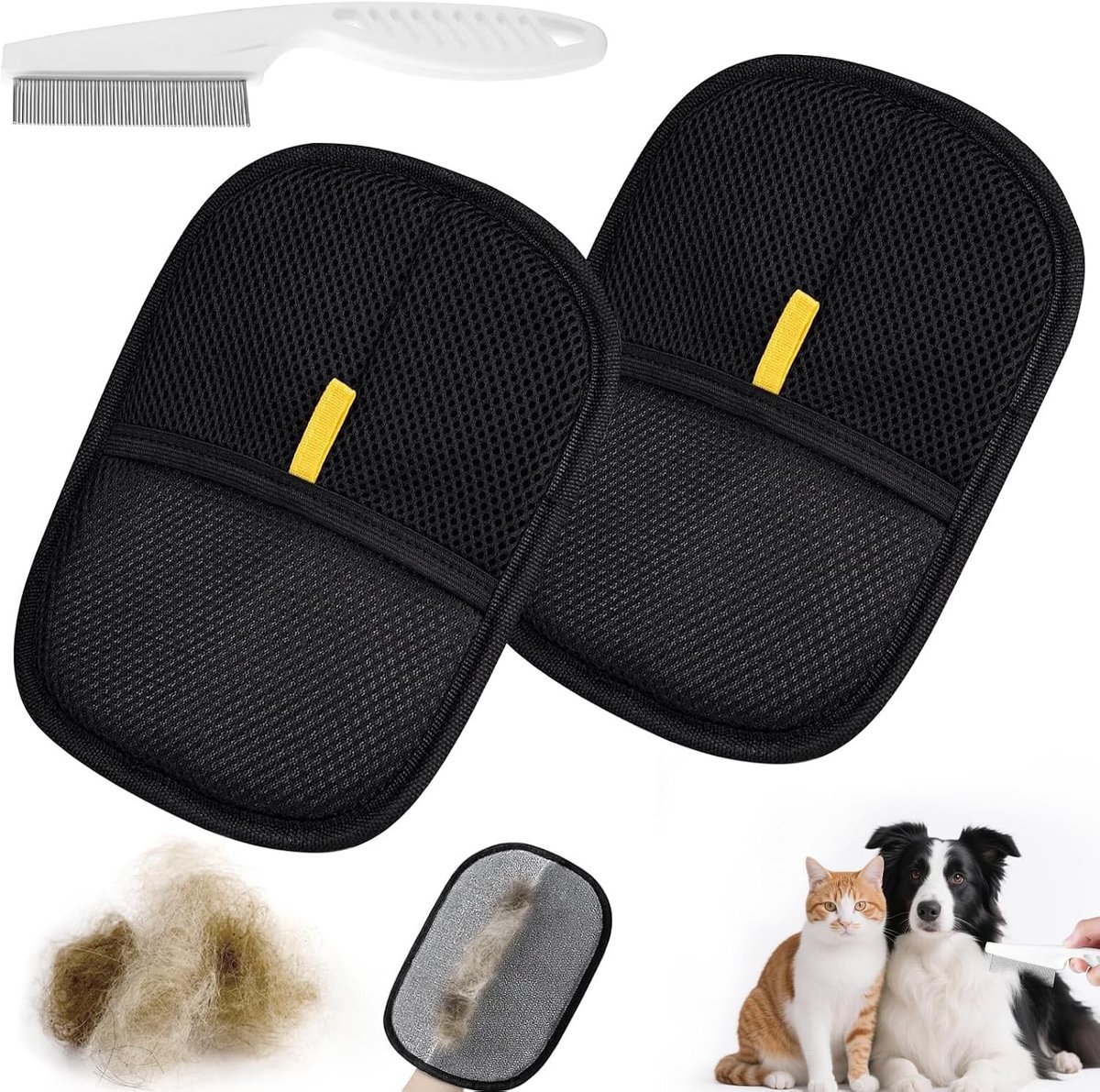 2 Stuks Herbruikbare Handschoenen voor het Verwijderen van Dierenhaar, Effectieve Antistatische Handschoenen voor Honden en Katten, Ideaal voor Schoonmaken en Verzorging