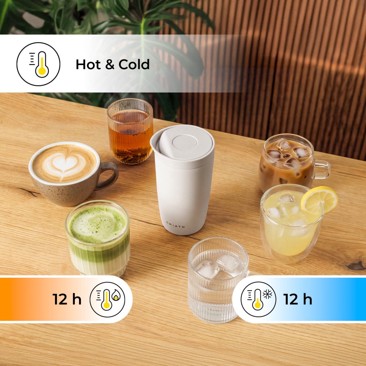 CHiATO Home dailySIP Milk White Thermosbeker, 350 ml - Wit