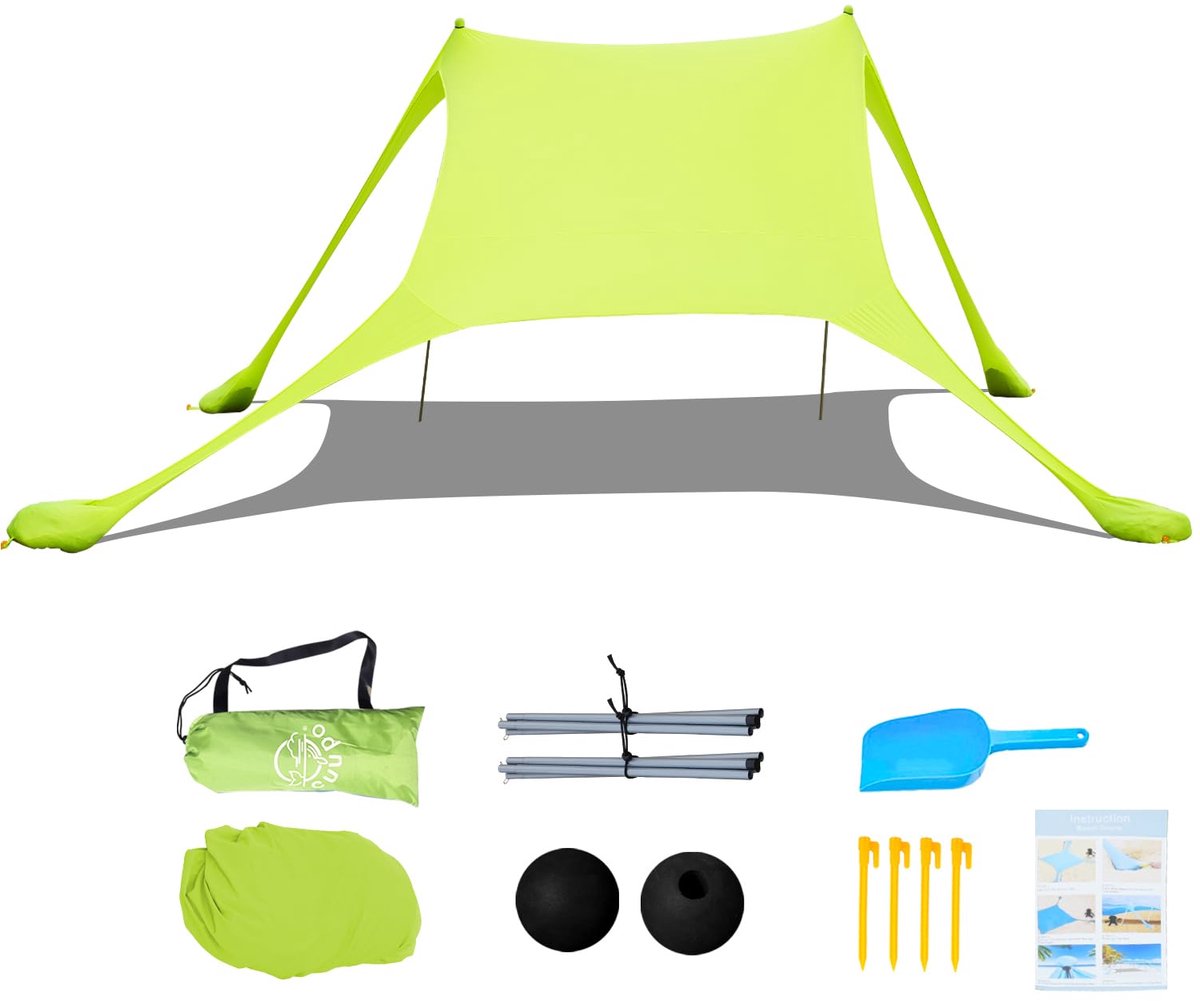 Famanu – Strandtent 2 x 2,1 m, pop-up met 50 zonwering, anti-wind, met ijzeren stabiliteitsstangen en zandzakken, voor strand, achtertuin, camping en reizen