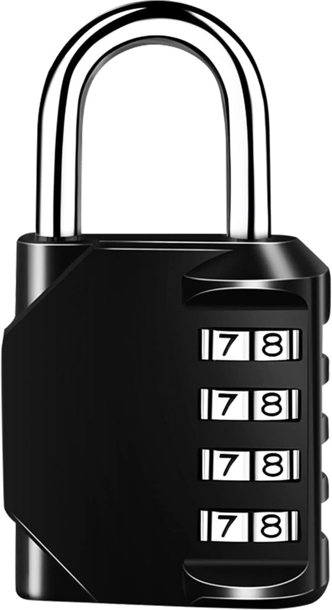 MOXYOY G0018 Combinatie hangslot 4-cijferige kluis voor sportschool, zwart cijferslot voor garagepoort opbergkoffer - ShopVlot