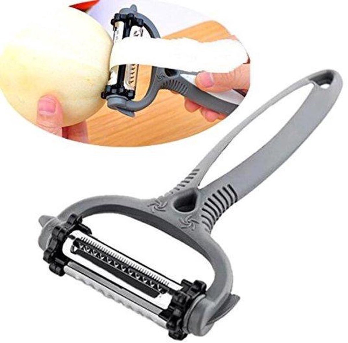 Okado 3-in-1 Dunschiller & Juliennesnijder – 3 Roterende Mesjes