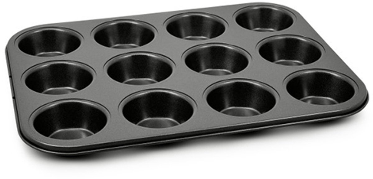 Zyliss Muffin Bakvorm – 12 Muffins – 35 x 27 cm – PFAS-vrije Antiaanbaklaag – Staal – Grijs