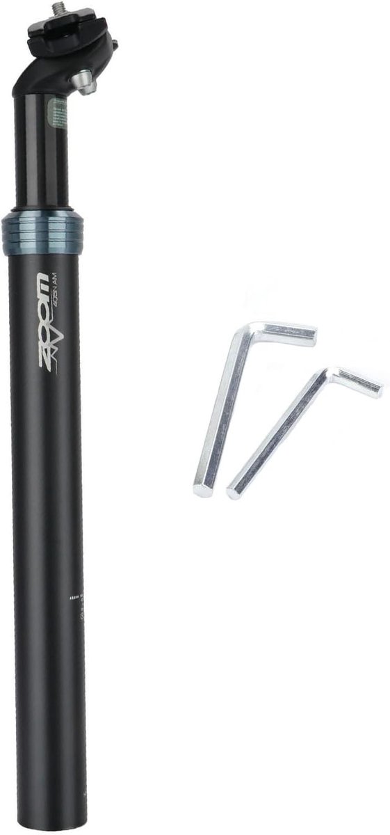 Fietsverende Zadelpen - N-Zwart - 350 mm - Aluminiumlegering met Verstelbare Vering - Voor Elektrische Fietsen en Mountainbikes