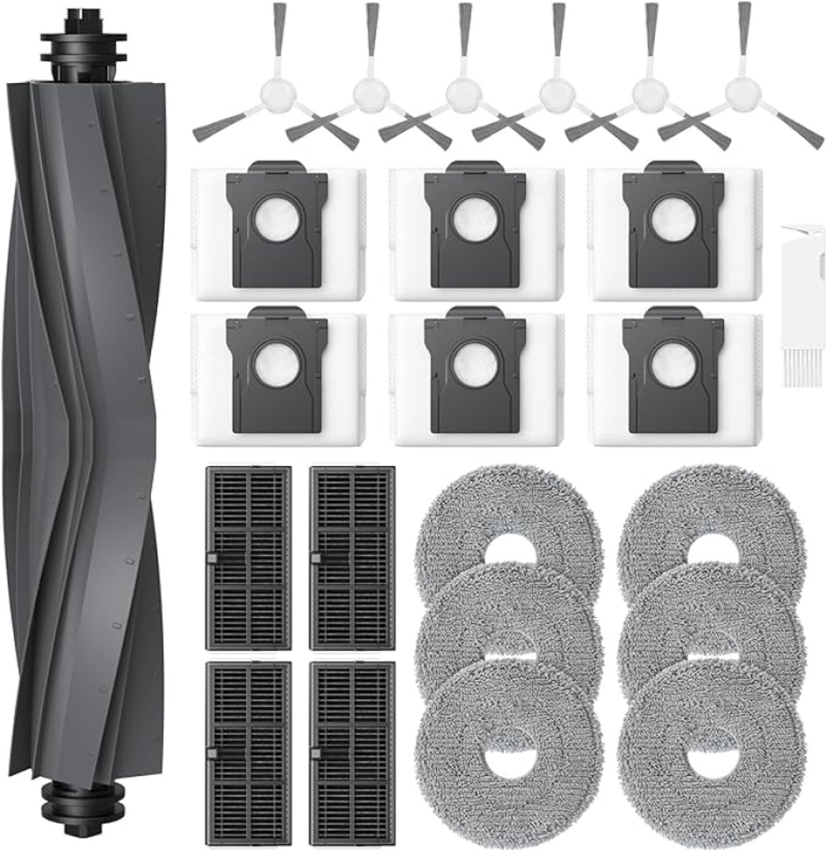 24 stuks accessoires voor Dreame robotstofzuigers - Hoofdborstel - Stofzakken - Reinigingsdoeken - HEPA-filters - Zijborstels