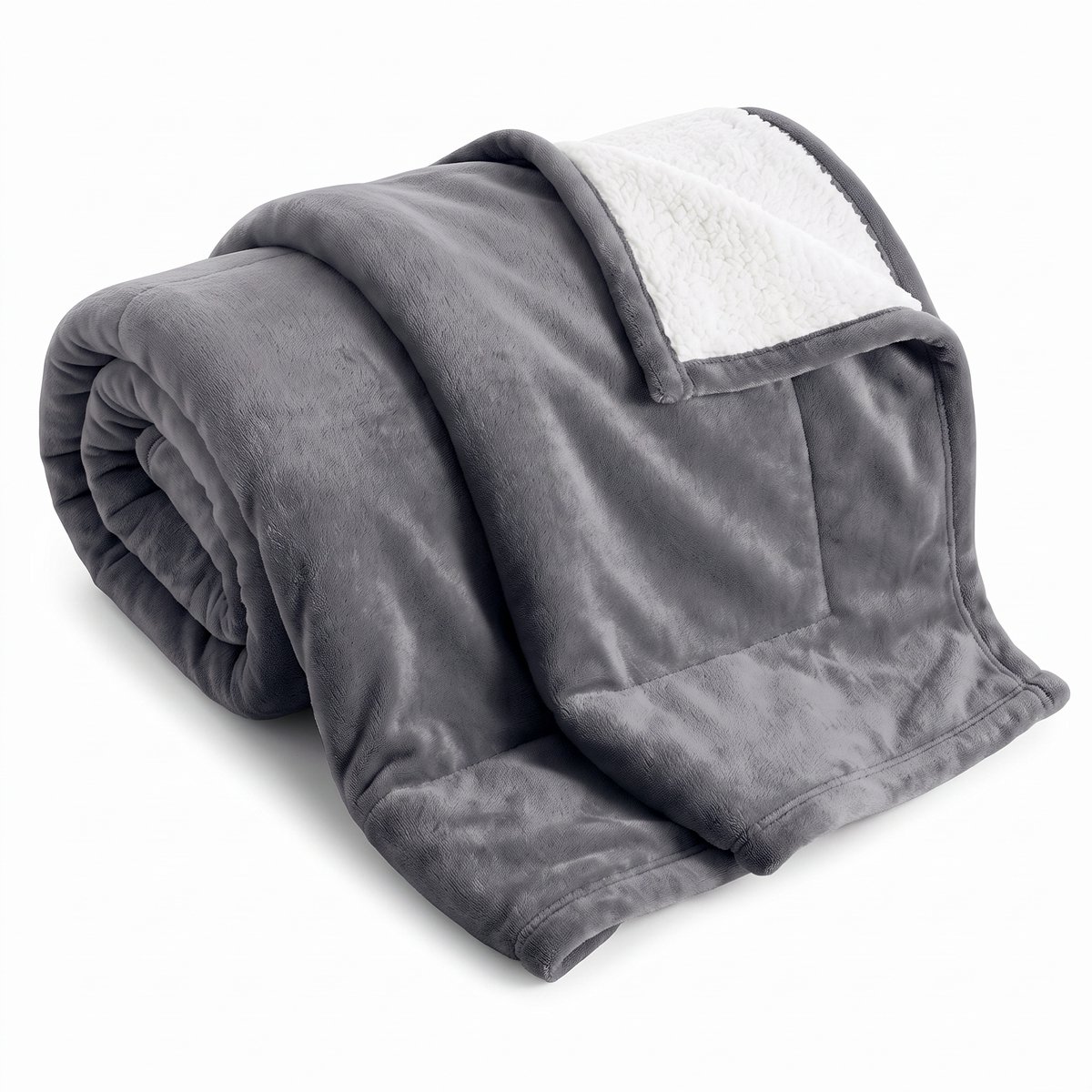 Cheqo® Sherpa Fleece Deken - Sherpa Deken - Fleece Deken - Plaid - Woondeken - Knuffeldeken - Bankdeken - Deken voor Bank en Bed - Donkergrijs - Grijs - Zacht en Warm - Pluizig - Dubbelzijdig - Flanel - Sprei - Bedsprei - Tweepersoons - XXL