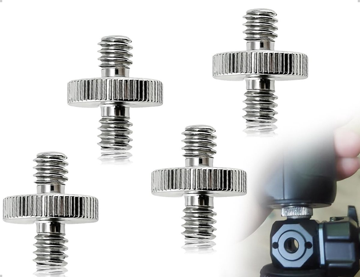 Snelwisselschroef voor camerastatief, 4 cameraschroeven, adapter 1/4 inch voor monopod en kogelkop