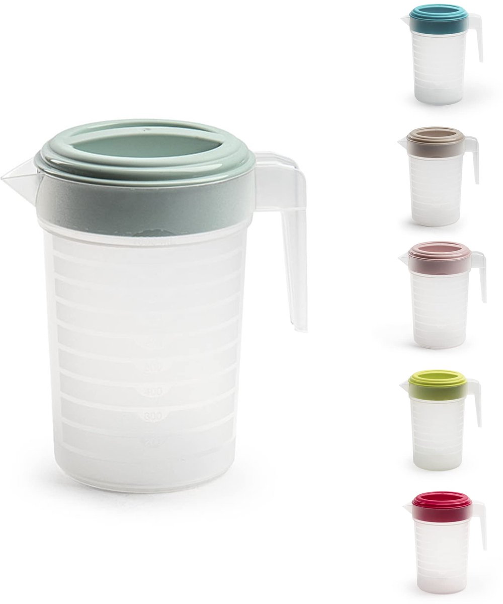 Plastific Food Grade Pitcher 2L - Helder met mintgroen deksel - Magnetronbestendig - Ideaal voor voorraadjus - ShopVlot