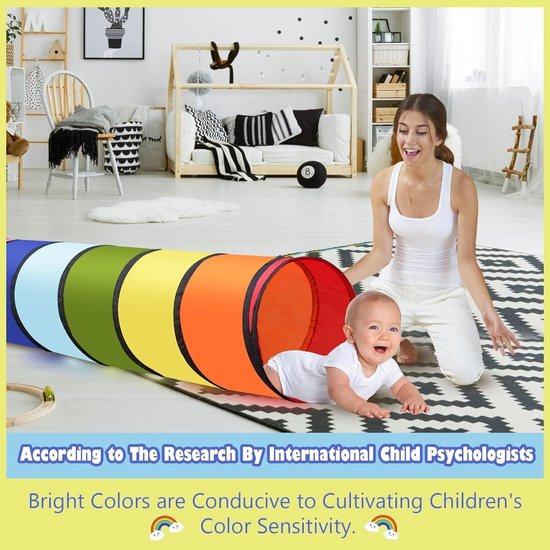 Speelse 180CM Kids Speeltunnel Tent met 46CM Ronde Opening - Kleurige Opvouwbare Crawl Tunnel voor Baby's, Kinderen en Huisdieren - Ideaal voor Binnen en Buiten Spelletjes — afbeelding 4