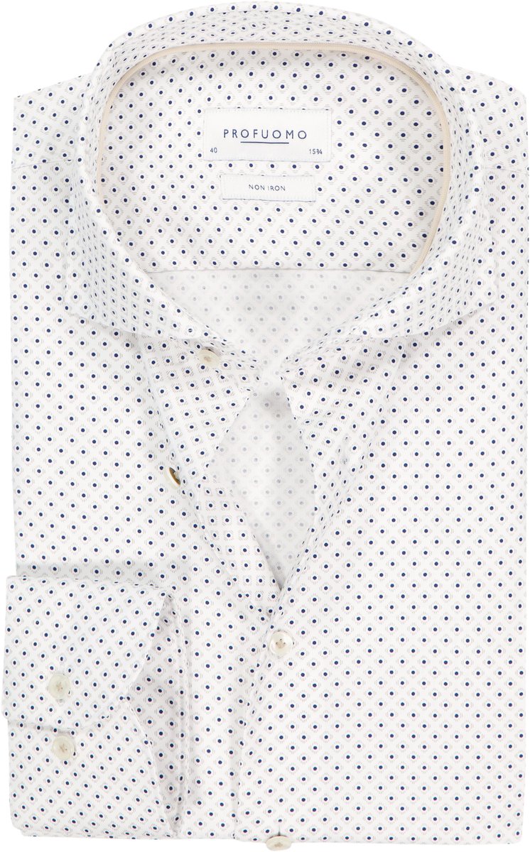 Profuomo slim fit heren overhemd - twill - wit - Strijkvrij - Boordmaat: 43 (EU maat: XL)