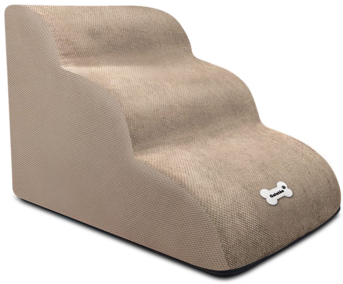 Famanu – Zachte en comfortabele hondenhelling, huisdiertrap met wasbare en ritssluitingshoes, gemakkelijk te beklimmen, ideaal voor slaapbank, lichtbruin
