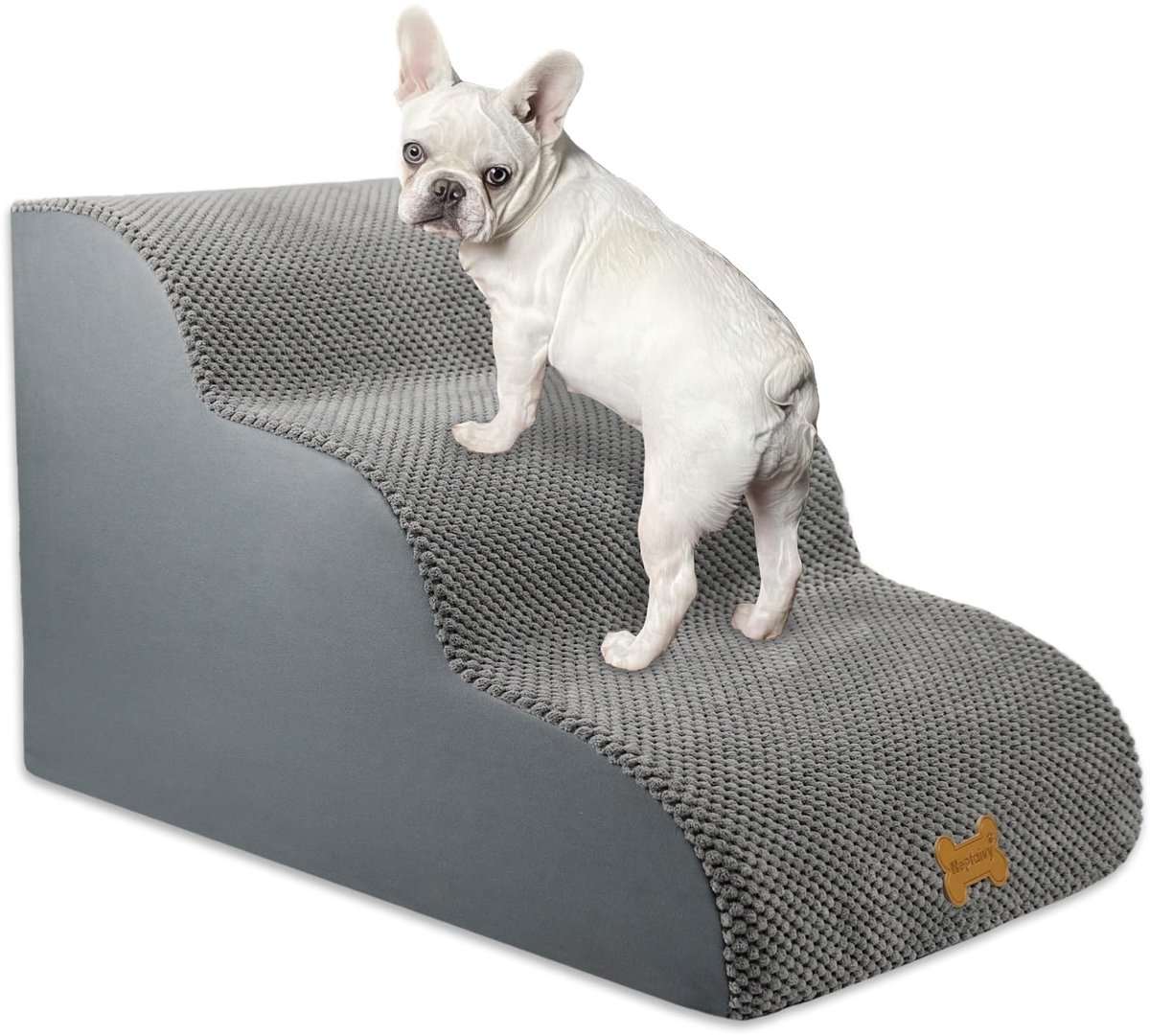 Famanu – Hondentrap voor kleine honden met 3 treden, huisdierentrap voor bed en bank, gemaakt van hoge dichtheid spons, 60x40x40 cm