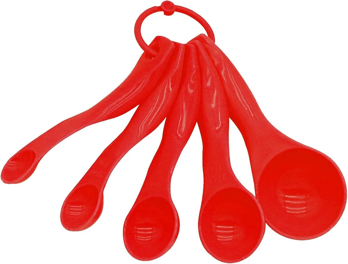 Set van 5 kleurrijke maatlepels van plastic voor koken en bakken, handige doseerhulp, keukengerei
