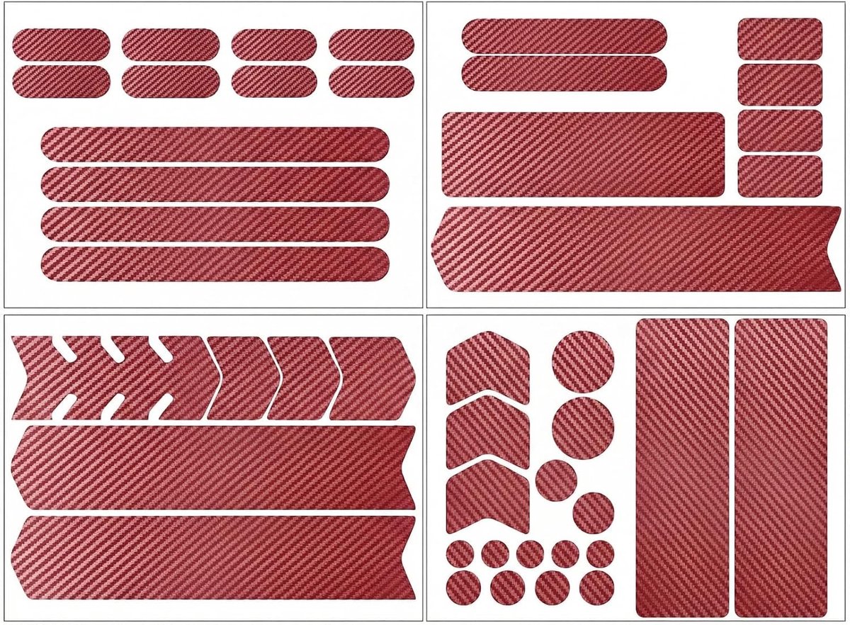 44 Stuks Fietsscherm Beschermfolie, Sterke Hechting voor Mountainbike, Elektrische Fiets en Trekkingfiets, A4 Formaat, Carbon Fiber Stickers