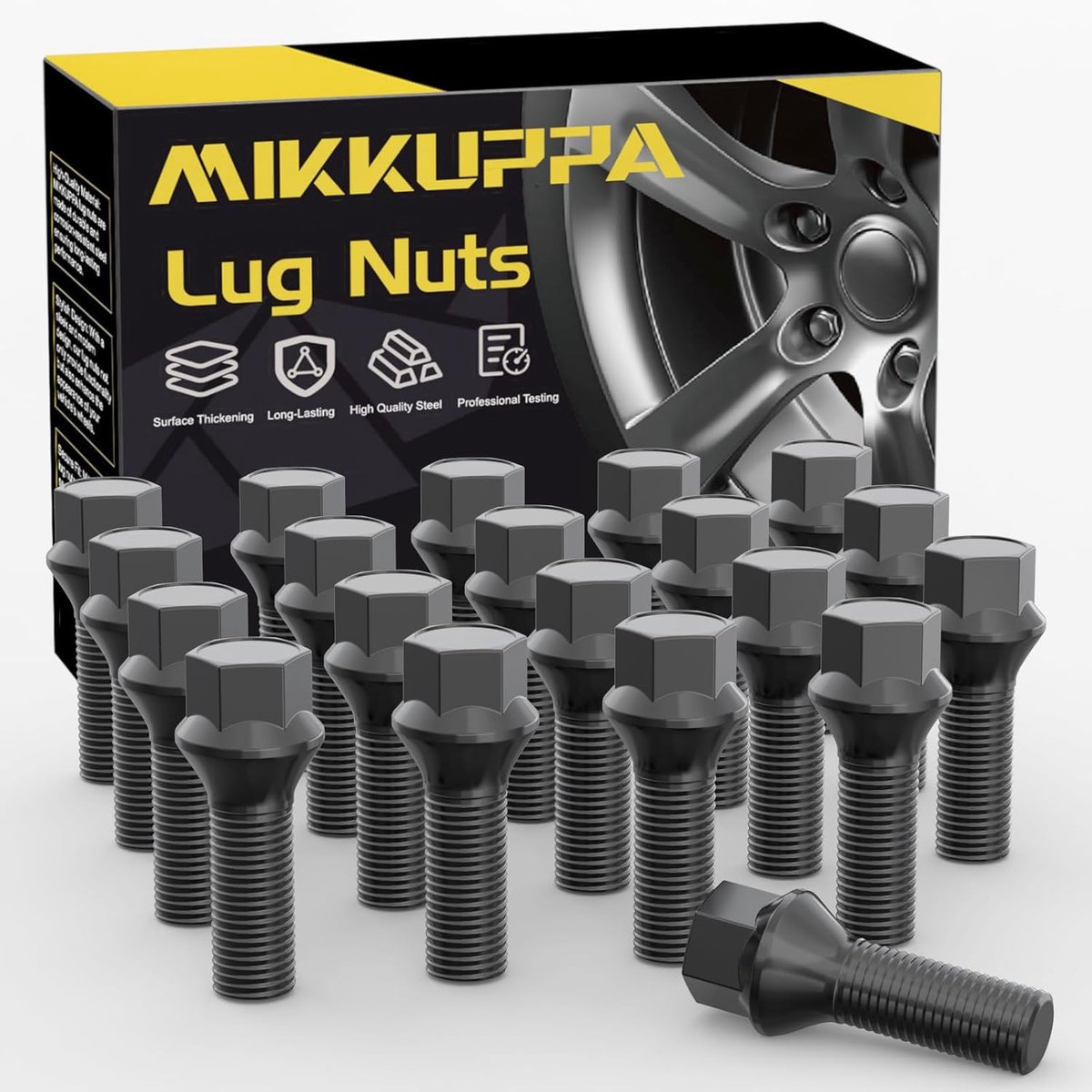 20 wielbouten wielbouten M12x1 - 5 schachtlengte: 26 conisch 60° sleutelbreedte 17 mm zwart