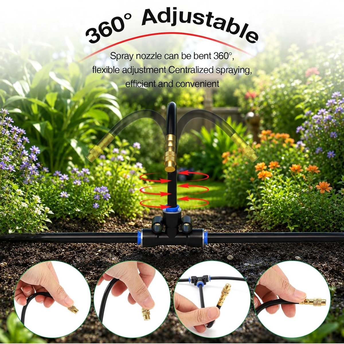 Watervernevelaar Tuin - 15m - 360° Verstelbaar - Automatisch Bewateringssysteem - Voor Tuin en Terras