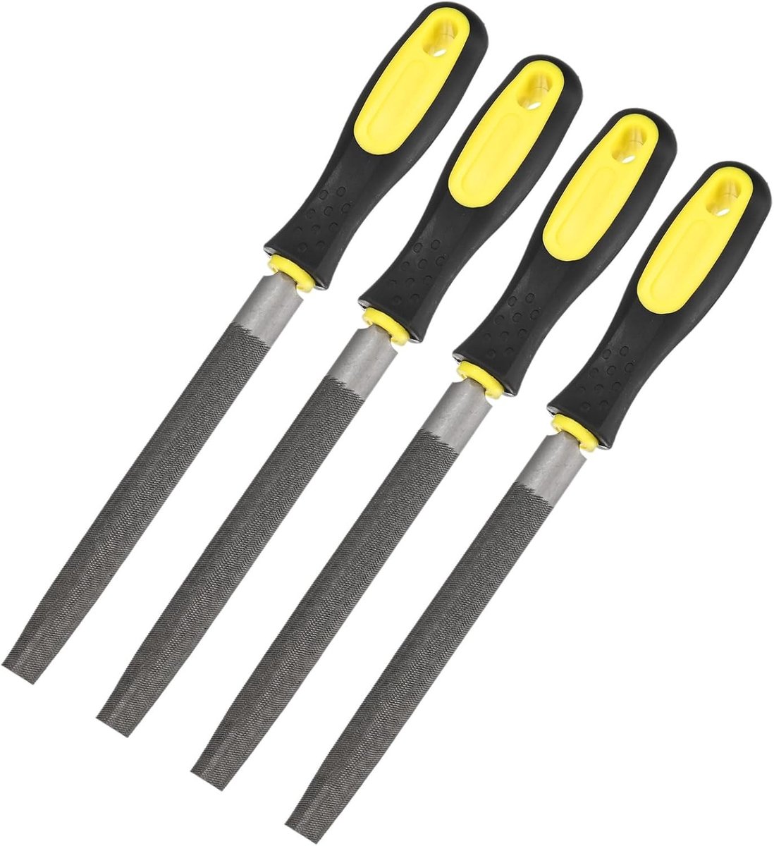 4-pack halfronde metalen vijlen 15,5 cm, koolstofstaal en diamantvijlen met PVC grip voor hout, metaal en keramiek, ideaal voor slijpen en modelleren