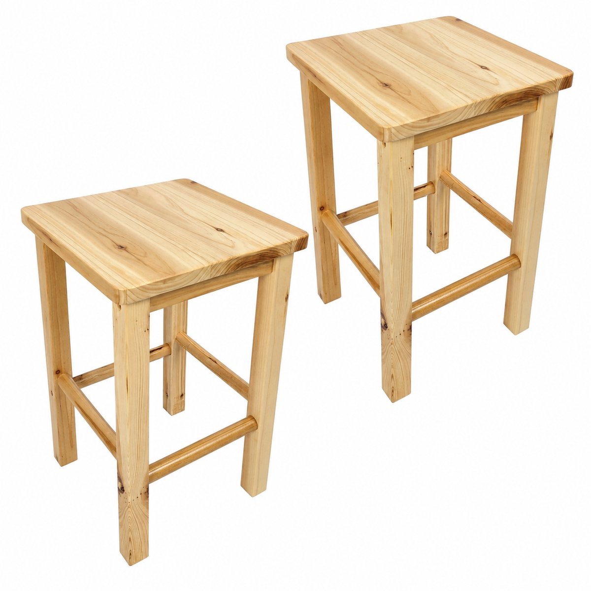 Kruk - naturel - grenenhout - 30 x 30 x 46 cm - set van 2