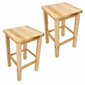 Kruk - naturel - grenenhout - 30 x 30 x 46 cm - set van 2