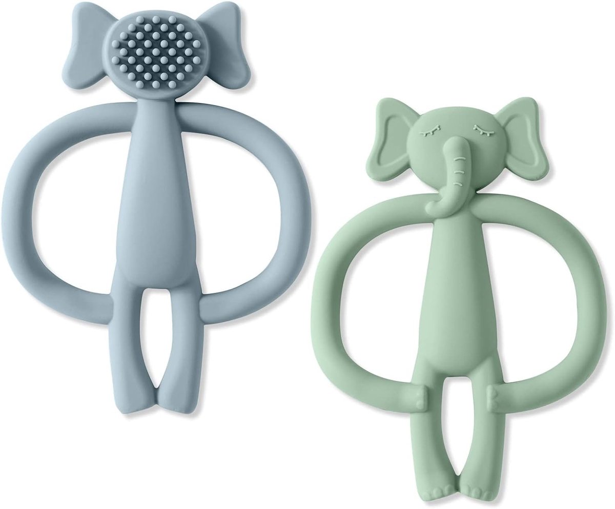 Zachte Siliconen Bijtringen voor Baby's - 2 Stuks BPA-vrij, Veilige Teething Ringen voor Jongens en Meisjes