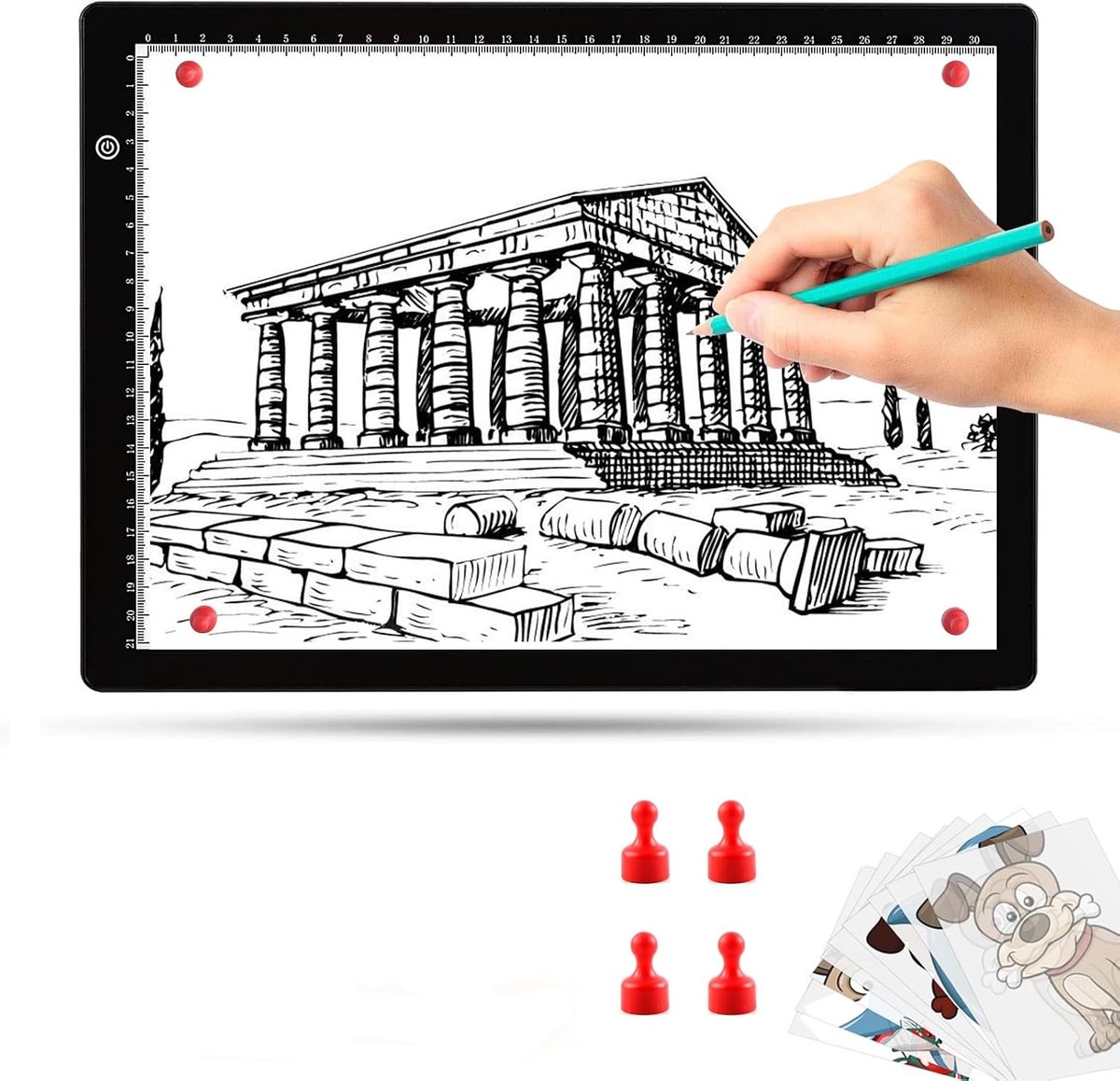 carmdering - A4 Led Lichtbak voor Tekenen - 3 lichtsterktes - Lightpad A4 diamond painting volwassenen dimbaar - Tekentafel Lichtbak voor tekenen lichtplaat - Cadeau voor Meisjes en Jongens