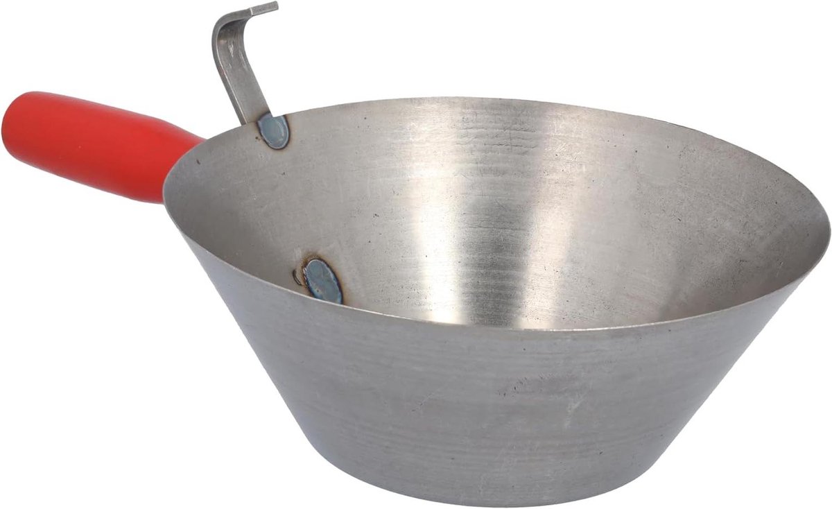 Mortelpan - Gereedschap - Klus Werk - Gepolijst staal - 200 mm - Rood