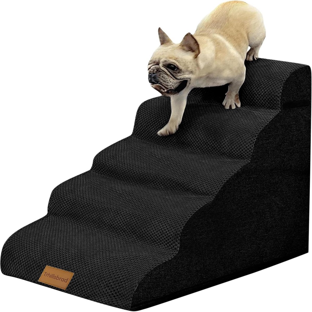 Hondentrap - Zwart - 87 x 40 x 62 cm - Met 5 Treden van Hoogwaardig Schuim - Voor Kleine Honden en Oudere Huisdieren