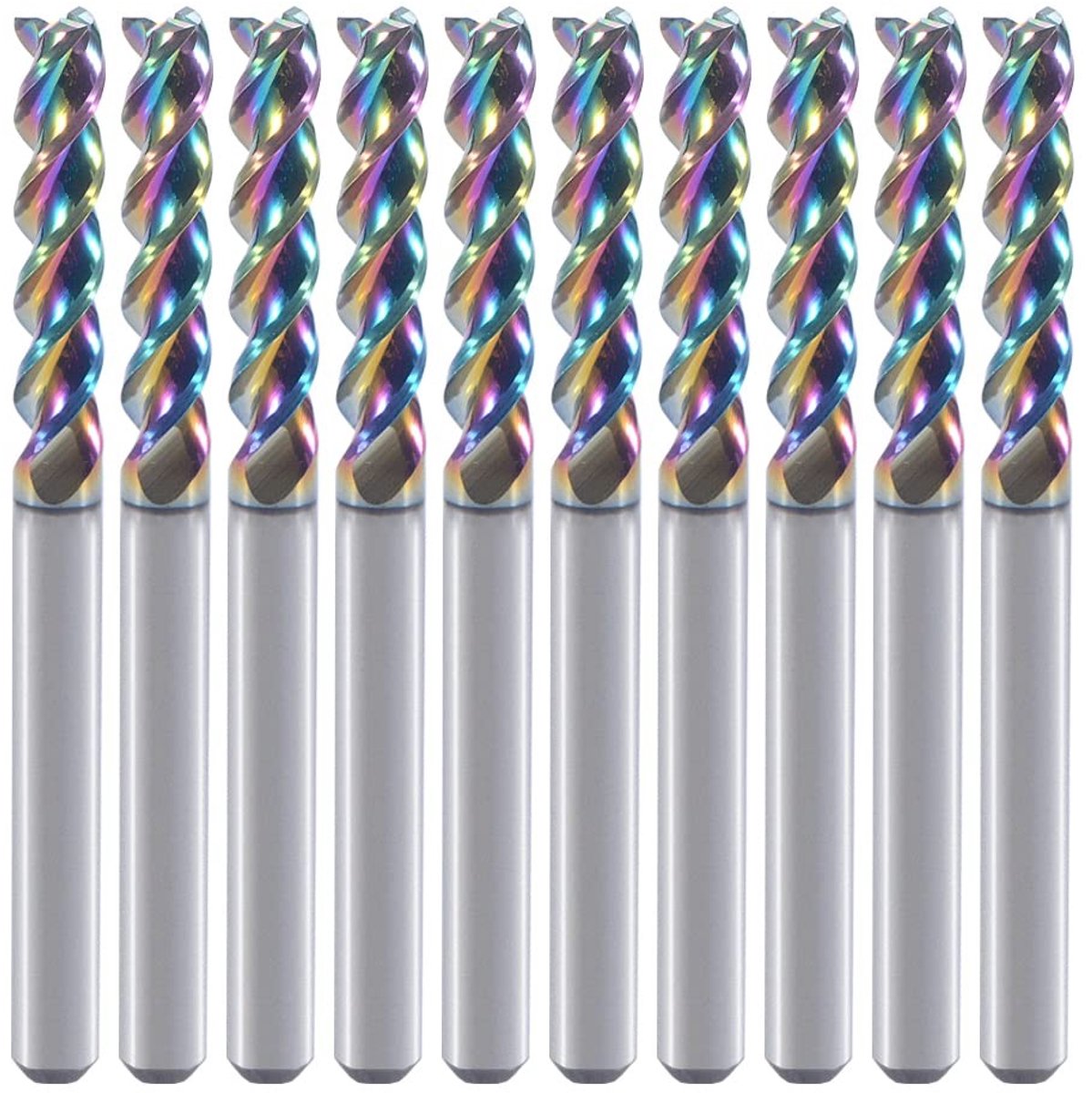 Carbide Vierkante Frees voor Aluminium en Koper, 3 Snijkanten, 1/8" Snijdiameter, DLC Coating, CNC Frezen, Precisie Gereedschap, 10-Pack (3.17 * 3.17 * 15mm)