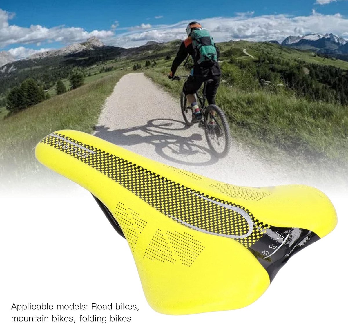 Ultralichte Zadelpad voor Mountainbike van Microfiber Leer - Comfortabel en Duurzaam Fietszadel voor MTB en Racefiets (Geel)