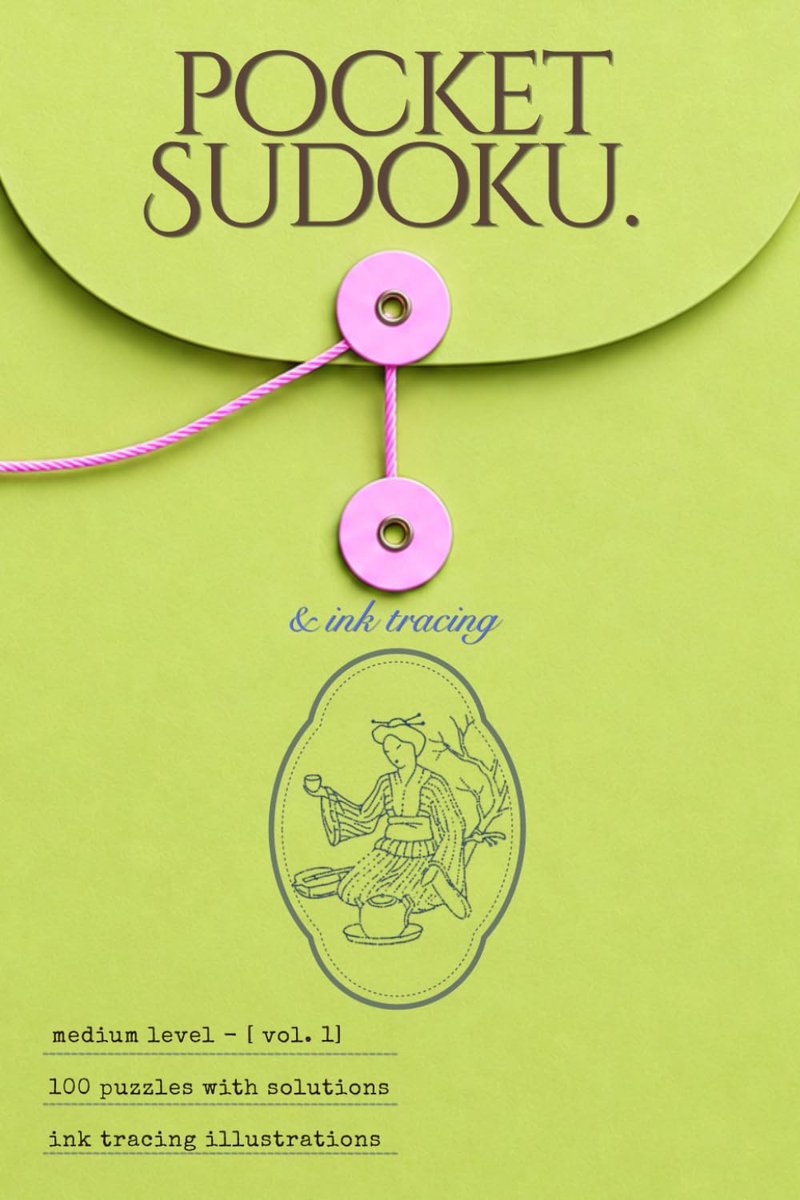 Pocket Sudoku & Aesthetic Ink Tracing: Volume 1 - 100 Medium Sudoku Puzzles & Ink-Tracing illustrations for Focus - ShopVlot