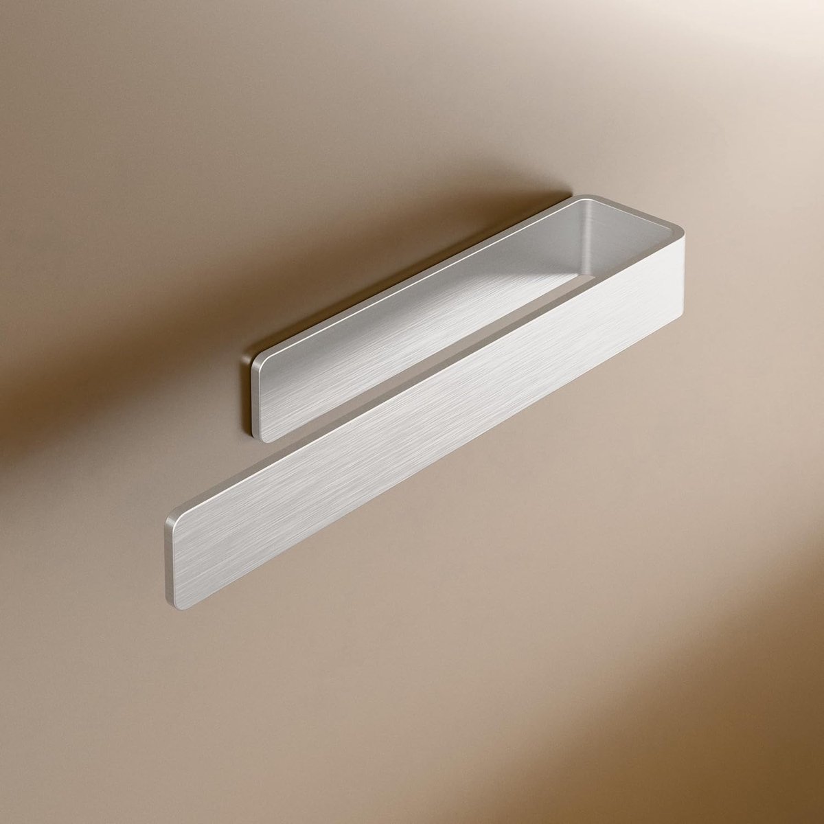 LIEBHEIM Towel holder without drilling, towel rail with 3M adhesive tape, geborsteld aluminium, 22 cm - ShopVlot
